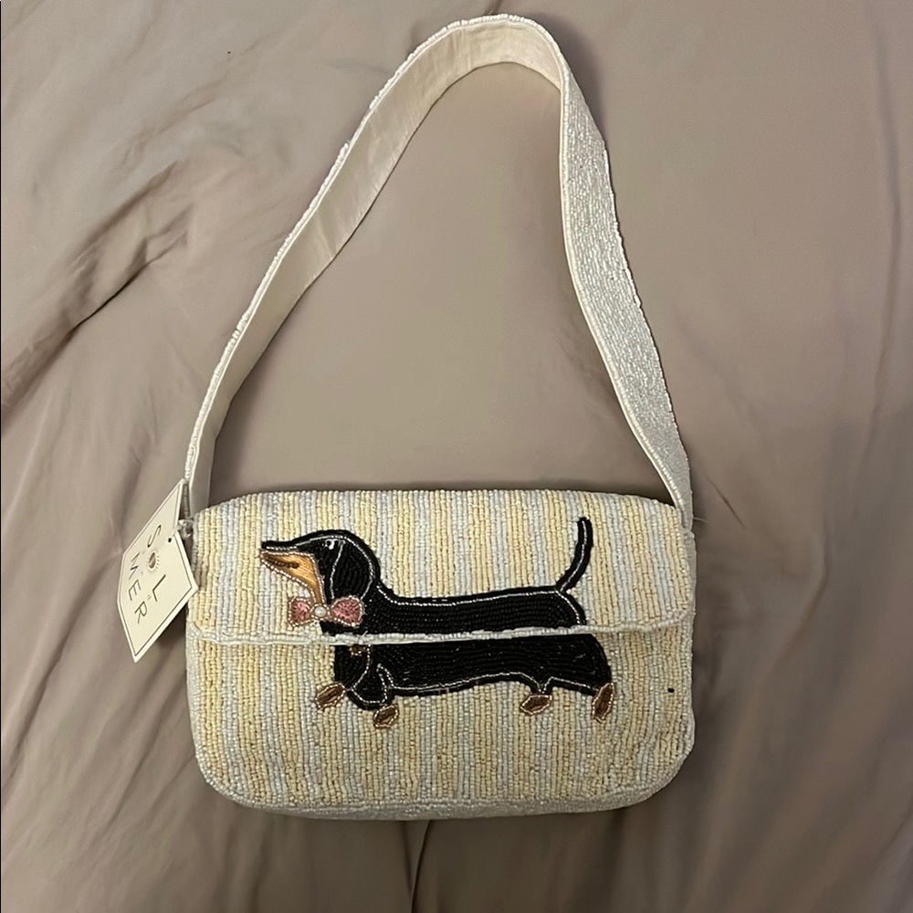 Dachshund Beaded Bag